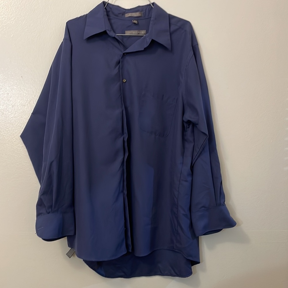 Geoffrey Beene long sleeve large button down gray dress shirt 100% polyester